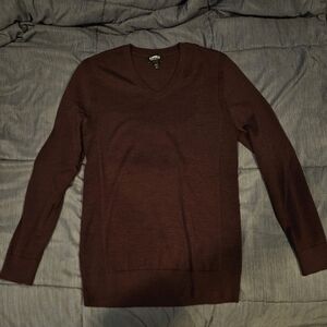 Express (Deep Maroon) Men's V-Neck Sweater